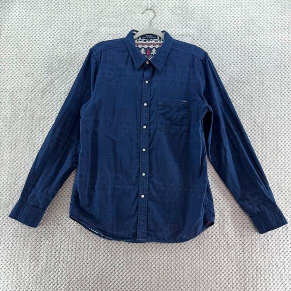 Chubbies Shirt Men L Blue Flip It Reverse It Christmas Bear Pearl Snap Button - Picture 13 of 16